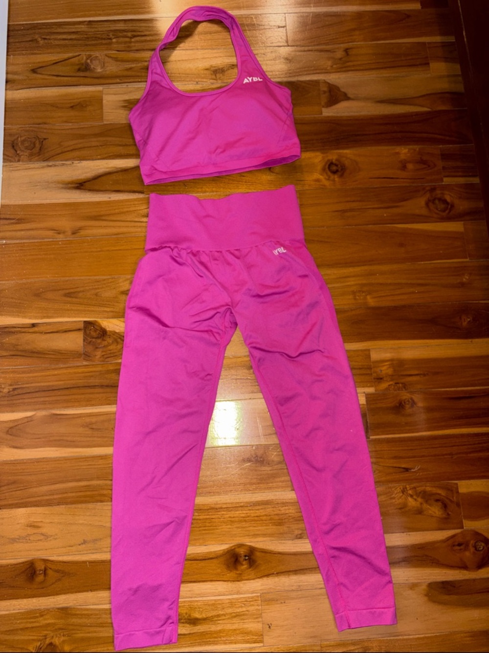 AYBL Hot Pink Sports Bra and Leggings Set